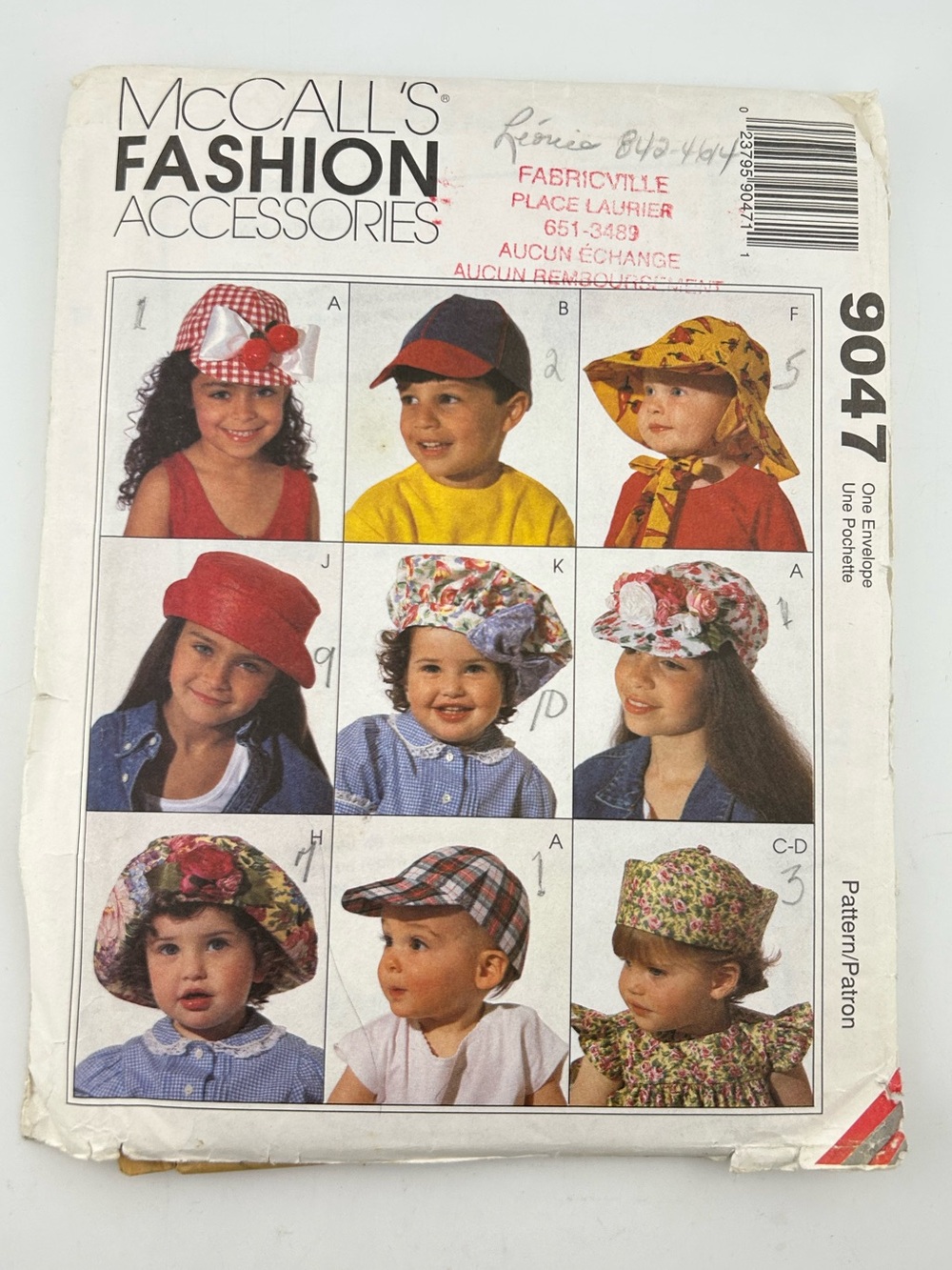 🪡 McCall’s Kids Hats Sewing Pattern 9047